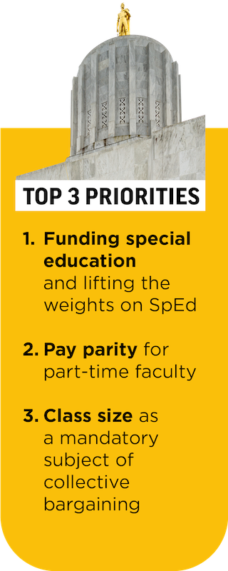 OEA's Top 3 Priorities. Funding special education. Pay parity for part-time faculty. Class size as a mandatory subject of bargaining.