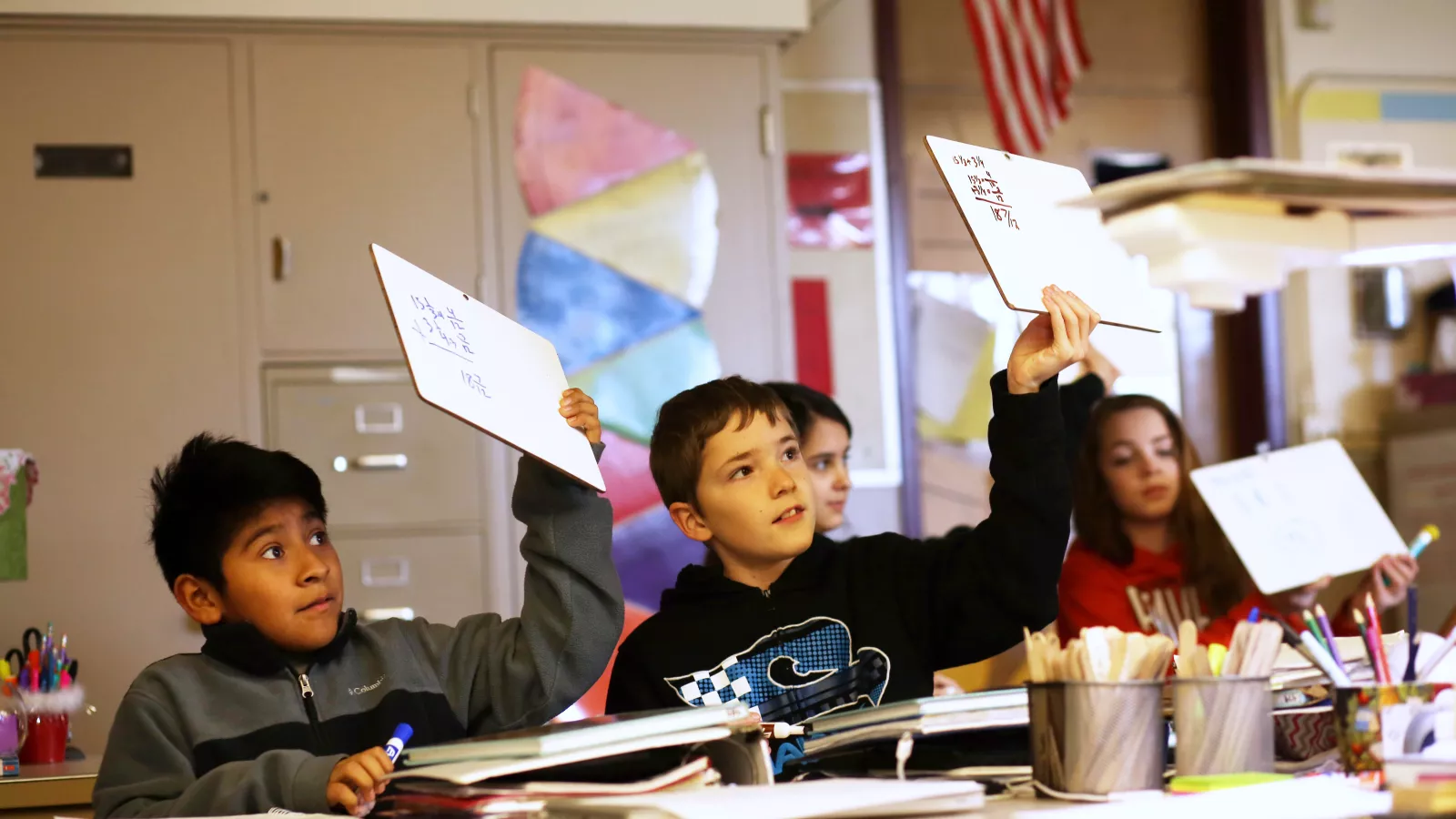 Students engaged in math class