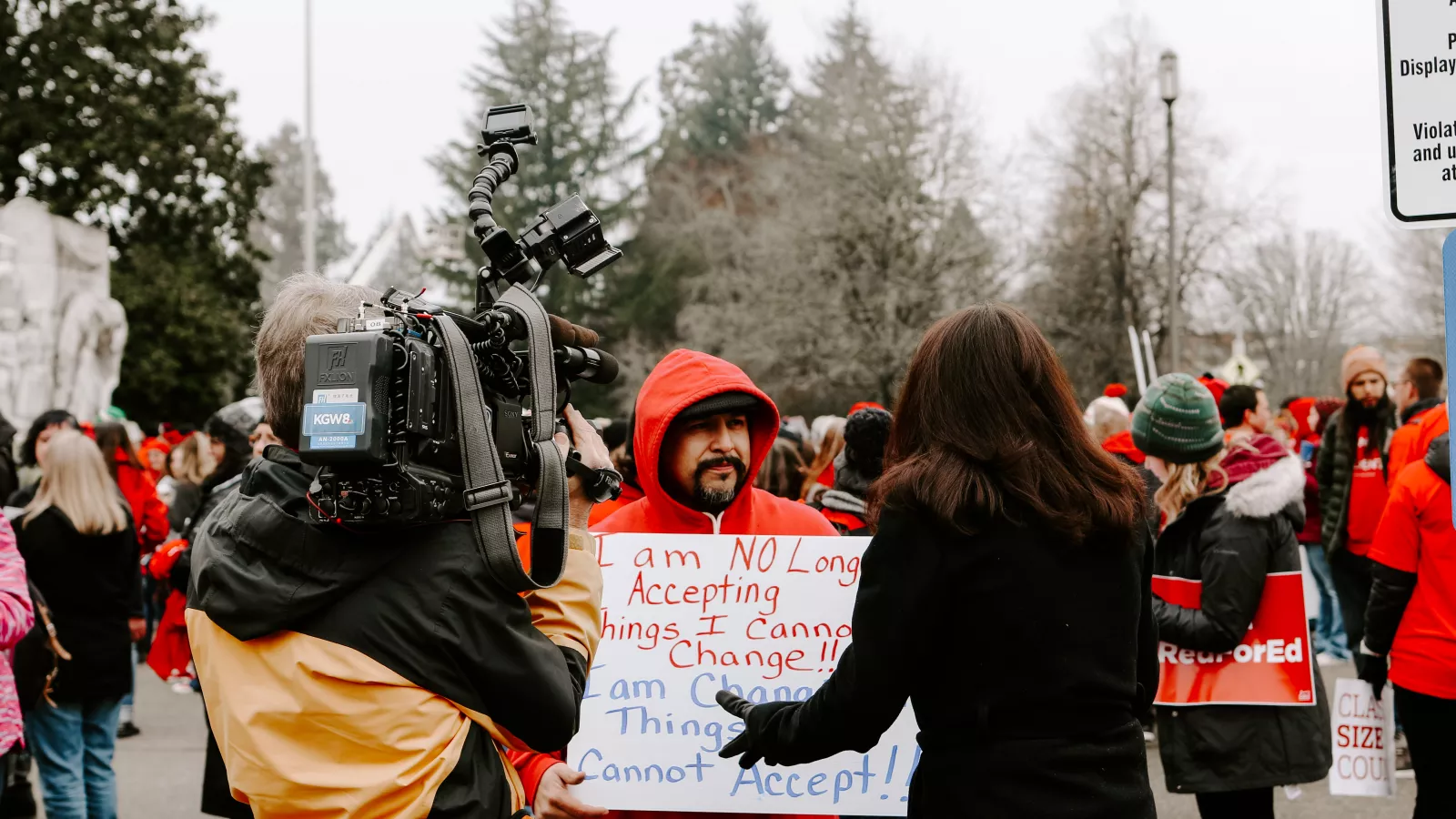 OEA member Adolfo Garza-Cano interviewed at state capitol