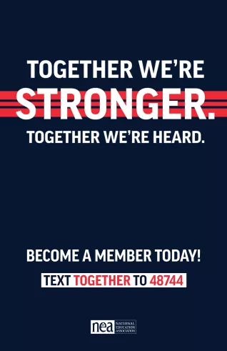 Together we're stronger. Together we're heard. Become a member today! Text TOGETHER to 48744.