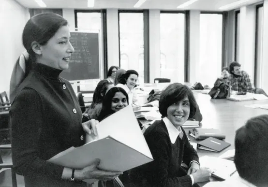 Ruth Bader Ginsburg in a 1970s classroom