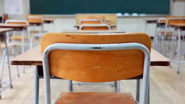 empty classroom from the back of the room
